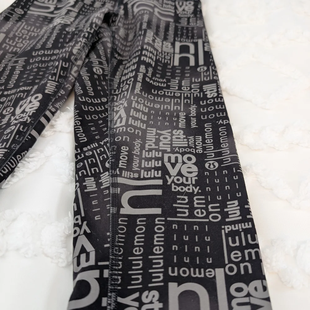 Lululemon Athletica Black and Gray Logo Leggings - Picture 5 of 7